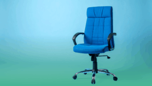 Blue office chair representing job postings and HR compliance with Ontario’s new 2026 AI disclosure rules.