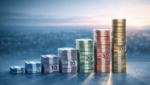 Stack of Canadian dollar bills representing minimum wage increases in Ontario and federally